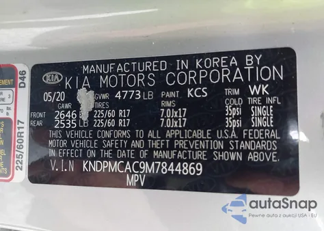 2021 Kia Sportage Lx z USA, uszkodzony, nr VIN KNDPMCAC9M7844869